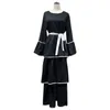 Ethnic Clothing Muslim Fashion Large Size Women's Malay Cake Dress Black White Abaya Turkey Women Dubai