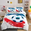 Ensembles de literie Football housse de couette microfibre Football couette 3D sport balle thème ensemble double plein roi pour garçons adolescents chambre adulte