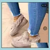 Weihnachtsdekorationen Frauen Schneestiefel Dicker Plüsch Winter Warme Bohnenschuhe Mode Slip On Flache Knöchel Weiche Baumwollpolsterung Xxc299 Drop D Dh3Ui