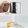 Outils de cuisson 3 Style En Acier Inoxydable Farine Tamis Tamis Tasse Pour Le Sucre En Poudre Cuisine Shakers Gâteaux Maille Passoires