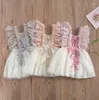 Robes pour petites filles, tenue décontractée sans manches avec broderie de fleurs, col rond, taille haute, vêtements de fête une pièce