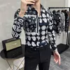 Men's Casual Shirts Autumn Street Wear Chemise Homme De Luxe Vintage Flower Print Long Sleeve Men Social Club Prom Tuxedo Shirt Plus Size