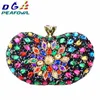 DG PEAFOWL 5 cores dois lados sacos de luxo cristal floral embreagem corrente saco noite mulher diamante casamento ombro carteira bolsas