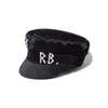 Simple Rhinestone RB Hat Women Men Street Fashion Style Newsboy Hats Black Berets Flat Top Caps
