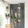 Cintre en macramé pour plantes suspendues, fournitures de jardin, fait à la main, Pot de fleur, jardinière, décor mural, panier de cour