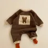 Overalls Baby Hause Anzug Frühling Herbst Kleidung Set Outfit 0-2Y Geboren Mädchen Jungen Baumwolle Kleidung Sweatshirt Hose 2PCS