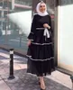 Etnische kleding moslim mode groot formaat dames maleis cake jurk zwart witte abaya kalkoen vrouwen dubai dubai
