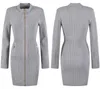 1002 L 2022 Runway Dress Womens Kint Dress Crew Hals långärmad svart vit grå märke samma stil Empire Fashion yl