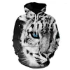 Sweats à capuche pour hommes Funny Tiger Eye 3d Sweats imprimés Sweat à capuche pour homme Veste SpringAutumn Pulls décontractés Animal Hooded Survêtement Vêtements pour hommes