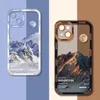 INS coucher de soleil lune neige montagne coques de téléphone pour iPhone 14 13 12 11 Pro Max XS XR X 11 caméra Protection couverture souple iPhone