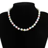 Choker Fashion Wedding Pearl Necklace For Women Geometric Candy Color Beads Party Jewelry Collier De Perles