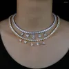 Ketten Iced Out Tear Drop Anhänger Choker Halskette für Frauen Schmuck Bling 5mm CZ Kristall Tennis Kette Charme Hip Hop