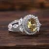 خواتم الزفاف youhaocc hollow yellow diamond مجموعة كاملة الزركون خاتم الأزياء السيدات خطوبة عشاء المجوهرات الزفاف