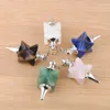 Pendant Necklaces Wholesale Mixed 5Pcs Natural Stone Bead Merkaba Pendulum Biolocation Metaphysical Spiritual Dangle Crystal Lapis QBN456