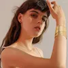 Bangle Boho Gold Big Wide Metal Color Opening Eind Cuff Arm Bracelet Armlet Sieraden Geschenken voor vrouwen Men Bangles