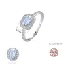 Nova qualidade de luxo de qualidade de zircão geométrico S925 Silver Ring Women Jewelry Micro Conjunto de pedras preciosas de cenas de casamento Anel de festas de casamento de gemas Acessórios para festas