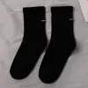 Men's Socks Men's And Women's Autumn Simple Trendy Line Black White Embroidery Mid-tube Sports Neutral Size 35-41