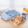 ディナーウェアセット5pcs/set babywarewareセット幼児給餌小麦ストローカーの形をしたプレート料理フレームボウルc