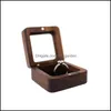 Jewelry Pouches Bags Jewelry Pouches Bags Square Shaped Wood Ring Box Portable Holder Engagement For Wedding Ceremony Brit22 Drop D Dhelm