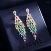 Boucles d'oreilles pendantes été luxe épis de blé cristal brillant déclaration tempérament bijoux de mariée plaqué or marque boucles d'oreilles