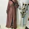 Ethnische Kleidung, muslimische Strickjacke, langärmelige Stickerei, Perlenrobe, arabischer langer Dubai-Abaya-Türkei-Modegürtel