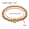 new fashion Strand 2022 Luxury White CZ Crown Bracelet Set Men 8mm Gold Color Hollow Out Flower Copper Beads Couple Pulseira top quality