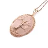 Anhänger Halsketten Naturstein Baum des Lebens Goldfarbe Wire Wrap Pendel Türkise Lila Rosa Kristall Quarz Suspension Reiki Geschenke