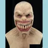 Maschere per feste Maschere per feste Halloween Horror Copricapo Pagliaccio in lattice Faccia da diavolo Er Terrore Raccapricciante Gagtooth Demone Costume cosplay Puntelli 22092 Dhosp