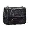 Kvällspåsar 2022 Rhombus Black Rock Soft Single Shoulder Oblique Span Chain Bag Luxury Handväskor för Woman Pu Leather Messenger