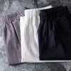 Abbigliamento etnico Donna Elastico in vita Pantaloni a gamba larga Stile cinese Zen Casual Pantaloni in lino di cotone Taglie forti Pantaloni corti in tinta unita