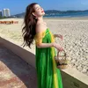 Casual Dresses Summer Green Midi Strapless Dress Women 2022 Long Elegant Loose Chinese Style For Wedding Guest Vacation Birthday Prom
