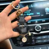 Dames lederen beer sleutelhanger hoogwaardige tassel haarbal hanger trendy mode beer auto sleutel ketting charme sieraden holde keyfob