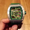 Relógio mecânico automático masculino Japão West Iron City movimento pulseira de borracha natural tamanho 40x42X15mm tamanho