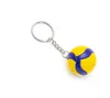 Fashion Leather Volleyball Keychain Mini PVC Volley ball keyring bag car keychain Key toy Holder Ring For Men Women