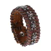 Punk Knit Skull Bracelets Bracelet en cuir Bouton de manchette Wrap Bracelet Wristand pour hommes femmes