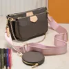 3in1 Shoulder Bags 3ps Crossbody Bag Womens Handbags Cross Body Bag Purses Brown Flower Leather Clutch Backpack Wallet Colorful Strap Mini Coin Purse