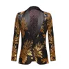 Europese stijl goud zwart lovertjes geborduurd pak jassen jas mannelijke bruiloft glanzende bloemen blazer formele tuxedo zanger host podium kostuum sjaal kraag