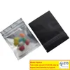 Matte Black Clear Front Zipper Bags Resealable Zip top Aluminum Foil Plastic Bag Food Grocery Packing Mylar Foil Bag 7.5x10cm 3''x3.94"