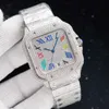 손목 시계 다이아몬드 망 시계 자동 기계식 시계 40mm 다이아몬드 박힌 스틸 팔찌 VVS1 GIA 손목 시계 패션 비즈니스 손목 시계WD4A
