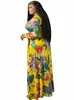 Ethnic Clothing XL-5XL Print African Dresses For Women Elegant Dashiki Autumn Winter Ladies Traditional Africa Fairy Maxi Dress