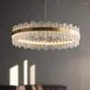 Lustres Lustre en cristal de verre dépoli moderne lumière de Restaurant lampe de pendentif LED de luxe pour salon salle à manger chambre décoration éclairage