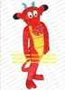 Disfraz de mascota Brave Red Mushu Dragon Loong, vestido elegante con cola roja larga, grandes ojos blancos brillantes, cara larga y alta, No.4322