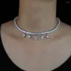 Ketten Iced Out Tear Drop Anhänger Choker Halskette für Frauen Schmuck Bling 5mm CZ Kristall Tennis Kette Charme Hip Hop