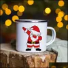 Tasses Tasses Bonhomme De Neige Cerf Imprimer Émail Café Cadeaux De Noël Année Fête Vin Bière Jus Boire Thé Tasses Tasse Maison Cuisine Verres 2209 Dhwp6