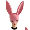 Party Masks Long Ears Rabbit Mask Bunny Party Costume Cosplay Halloween Masquerade Pink/Black Masks Drop Delivery 2021 Home Garden F Dhiaq