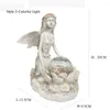 Décorations de jardin pelouse cour décor ange fille Statue Miniature Sculpture avec lumières solaires fée boule de cristal Figurine