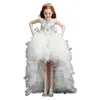 2023 robes de demoiselle d'honneur blanc belle dentelle haut bas tulle cristal appliques robe de première communion filles robe de reconstitution historique sur mesure tutu vêtements d'anniversaire