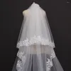 Catedral de renda de véus de noiva 2 camadas Véu de casamento 3 metros 2t Face com acessórios de blush de pente 308g