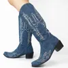 Bottes Sarairis Mode Concise Broder Talon Carré Cow Boy Western Confortable Grande Qualité Femmes Chaussures 221013