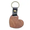 DIY Wooden Keychain Pendant Party Favor Heart Shaped Leather Keychains Bronze Keyring XMAS Gifts Key Chain Wholesale